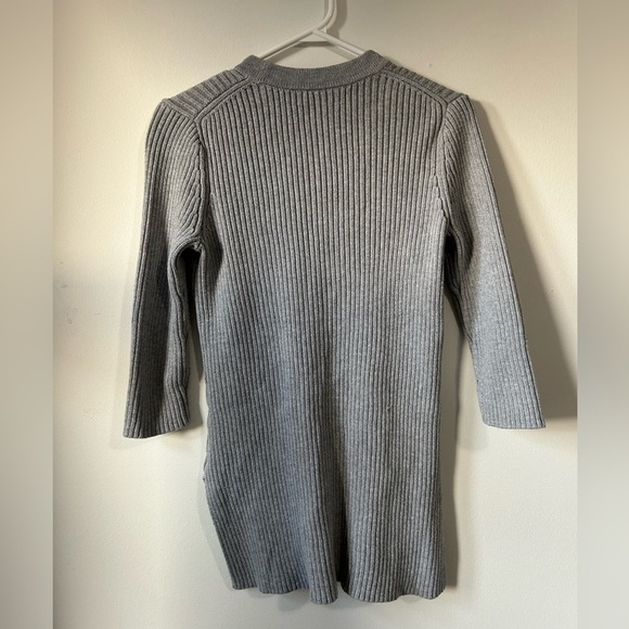 Michael Kors Lace Up Grey 3/4 Sleeve Ribbed Sweater - Picture 3 of 4